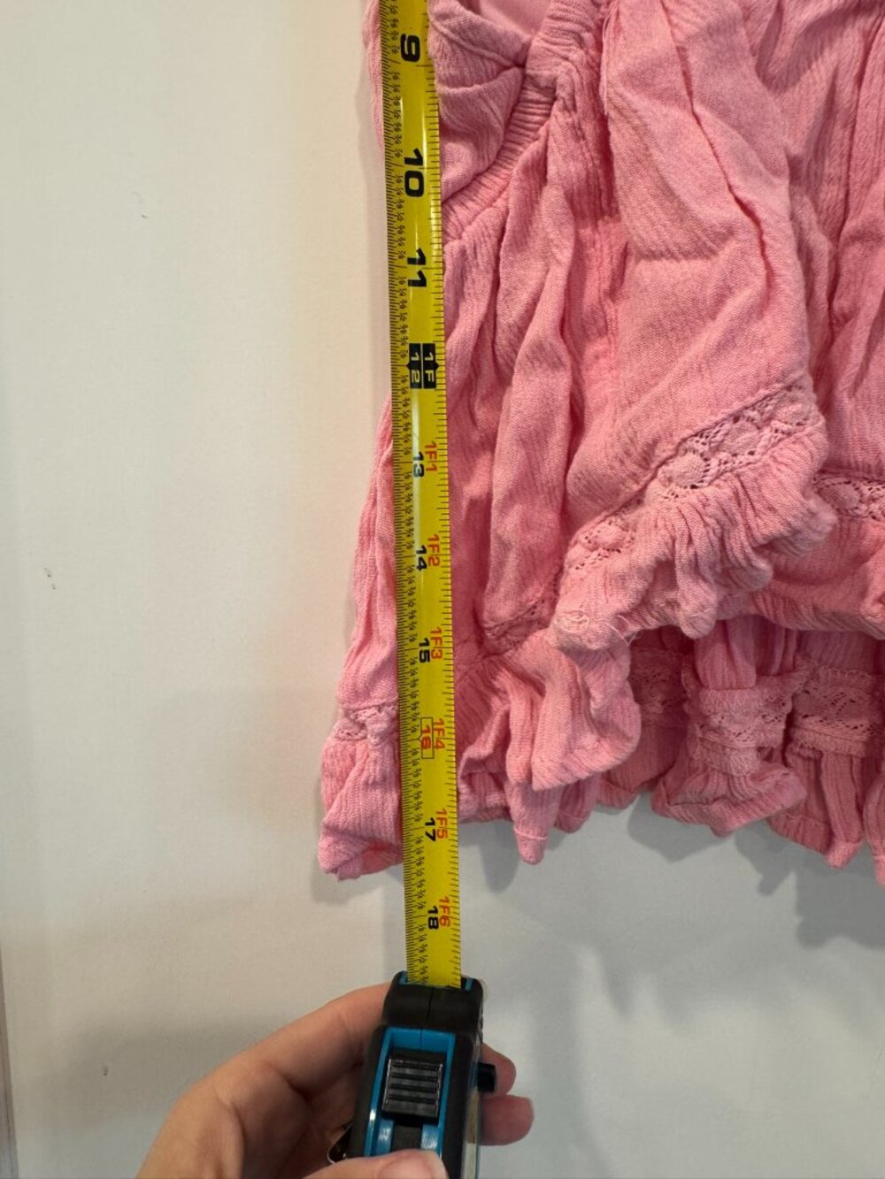 Ocean Drive Baby Pink Rayon Crinkle Tank Top w/ Ruffle - Women's Size Large - Picture 7 of 9